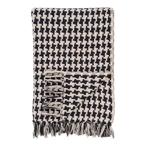 Jeté de canapé noir & blanc – motif pied-de-poule FALLON